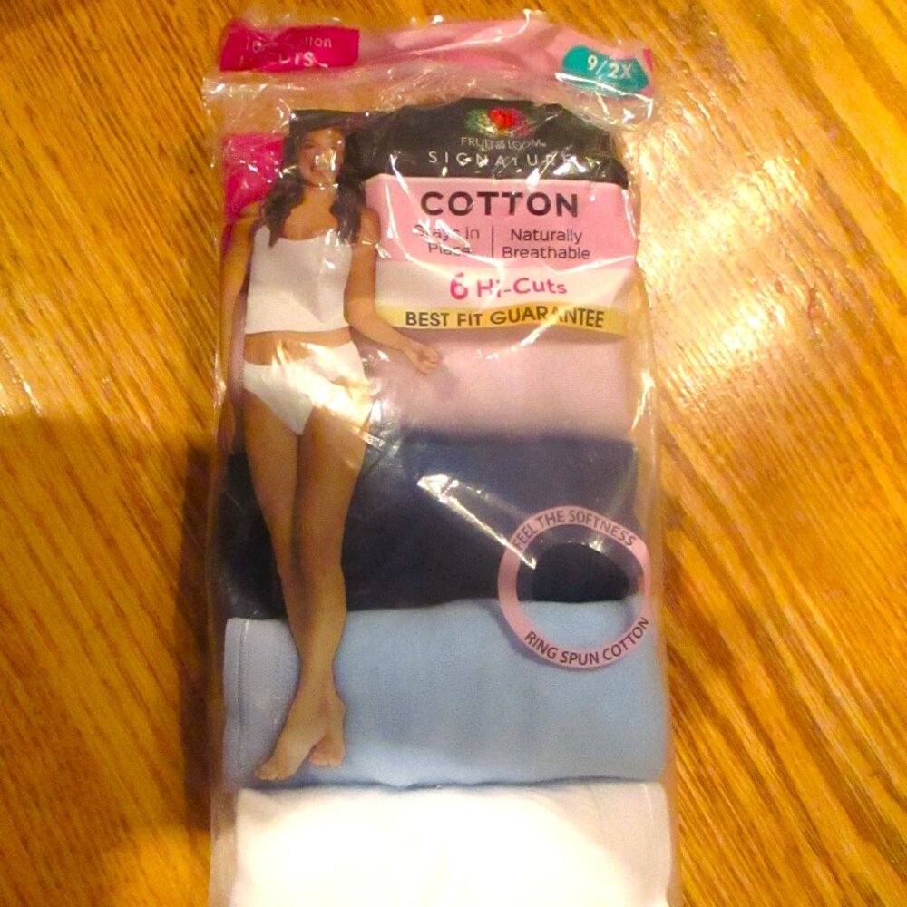 FRUIT OF THE LOOM HI CUT 5 COTTON PANTIES SIZE 9/2X BRAND NEW PACKAGED